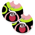 thumbnail image 1 of Caroline's Treasures AM1002-SCARC Set of 2 Letter S Monogram Retro in Black Car Coasters, 1 of 1