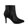 thumbnail image 3 of Unique Bargains Women's Pointed Toe Lace Flower Stiletto Heels Ankle Boots, 3 of 7