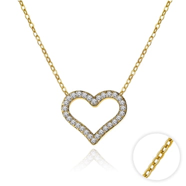 JeenMata Collier Pendentif Cœur - Collier Chaîne Plaqué Or Jaune pour Femmes, Collier Mode pour le Quotidien