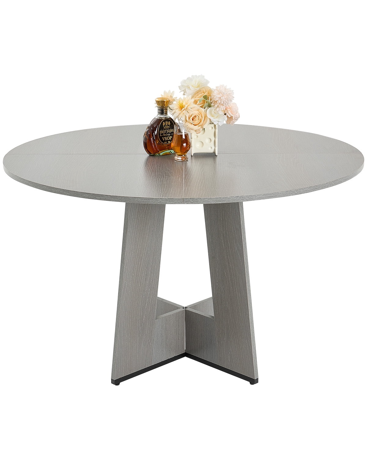 VEVOR 47 in Round Dining Table Wood Kitchen Table for 2-4 Person Grey (Only Table)