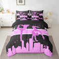 thumbnail image 2 of YST Girly Gymnastics 7pcs Comforter Set Black Pink Bed in a Bag, Full, 2 of 4