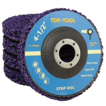 Top-Tool Lot de 5 Roue de Bande Poly 4,5 Pouces - Disque de Suppression de Rouille et de Peinture pour Meuleuse d'Angle (Tige 7/8 Pouces, Violet, Carbure de Silicium)