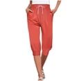 thumbnail image 1 of Capris For Women Casual Print Pants High Waist Bottom Drawstring Joggers Casual Pants, 1 of 6