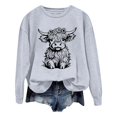 thumbnail image 1 of WEAIXIMIUNG Chandail pour Femmes Chic Chandail d'Automne et d'Hiver pour Femmes 2025 Col Rond Mode Chemise à Imprimé Vache Manches Longues Mode Décontractée Mode Haut de Sortie, 1 of 4