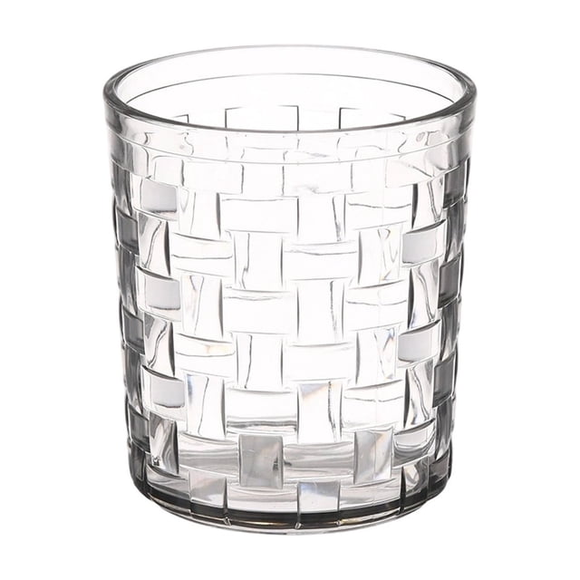 Transparent Plastic Mouthwash Cup, Wide Mouth Thickened Cup for Toothbrushing, Rattan Woven Design Multi-Purpose Drinking Cup for Home, Bar, Kitchen - Lightweight and Easy to Clean