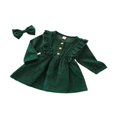 thumbnail image 3 of MesaSe Robe en Velours Côtelé à Volants Manches Longues Bandeau Robes Enfants Rouge Vin 6-12 Mois, 3 of 9