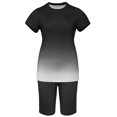 thumbnail image 2 of Innerwin Sweatsuits Solid Color Women Jogger Set Running Short Sleeve Loose Two Piece Outfit Black L, 2 of 5