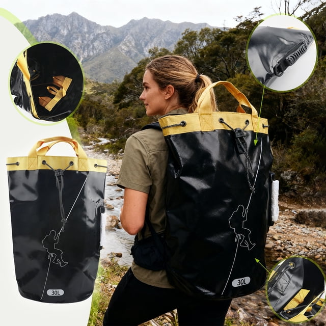 BotaniNest Sac à Dos de Rangement en Corde Artistique pour Escalade et Roche, Grande Capacité, Matériau PVC Épaissi, Chute 30 L