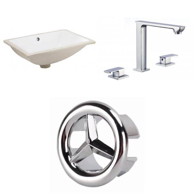 American Imaginations 18.25-in. W CUPC Rectangle Bathroom Undermount Sink Set In White - Chrome Hardware AI-26802