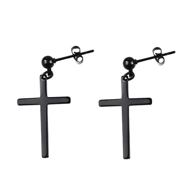 KLKCMS Statement Dagle Earrings Cross Ear Studs Eardrop, Hanging Cross Earring, Fashion