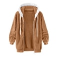 thumbnail image 5 of cllios Womens Winter Fuzzy Fleece Jacket Hooded Color Block Patchwork Cardigan Coats Oversized Fluffy Sherpa Outerwear with Pockets, 5 of 5