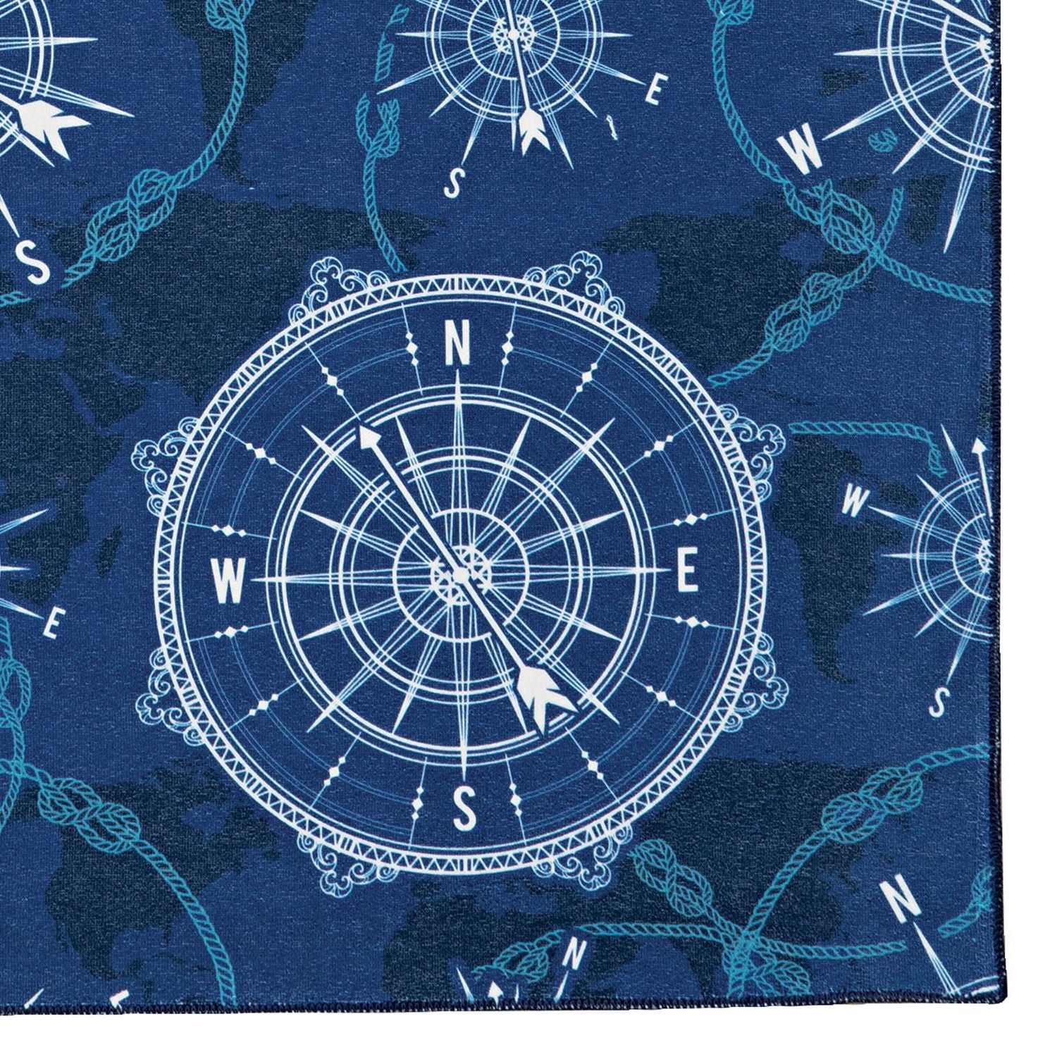 Tapis d'appoint lavable Simon 3 pi x 5 pi bleu et ivoire
