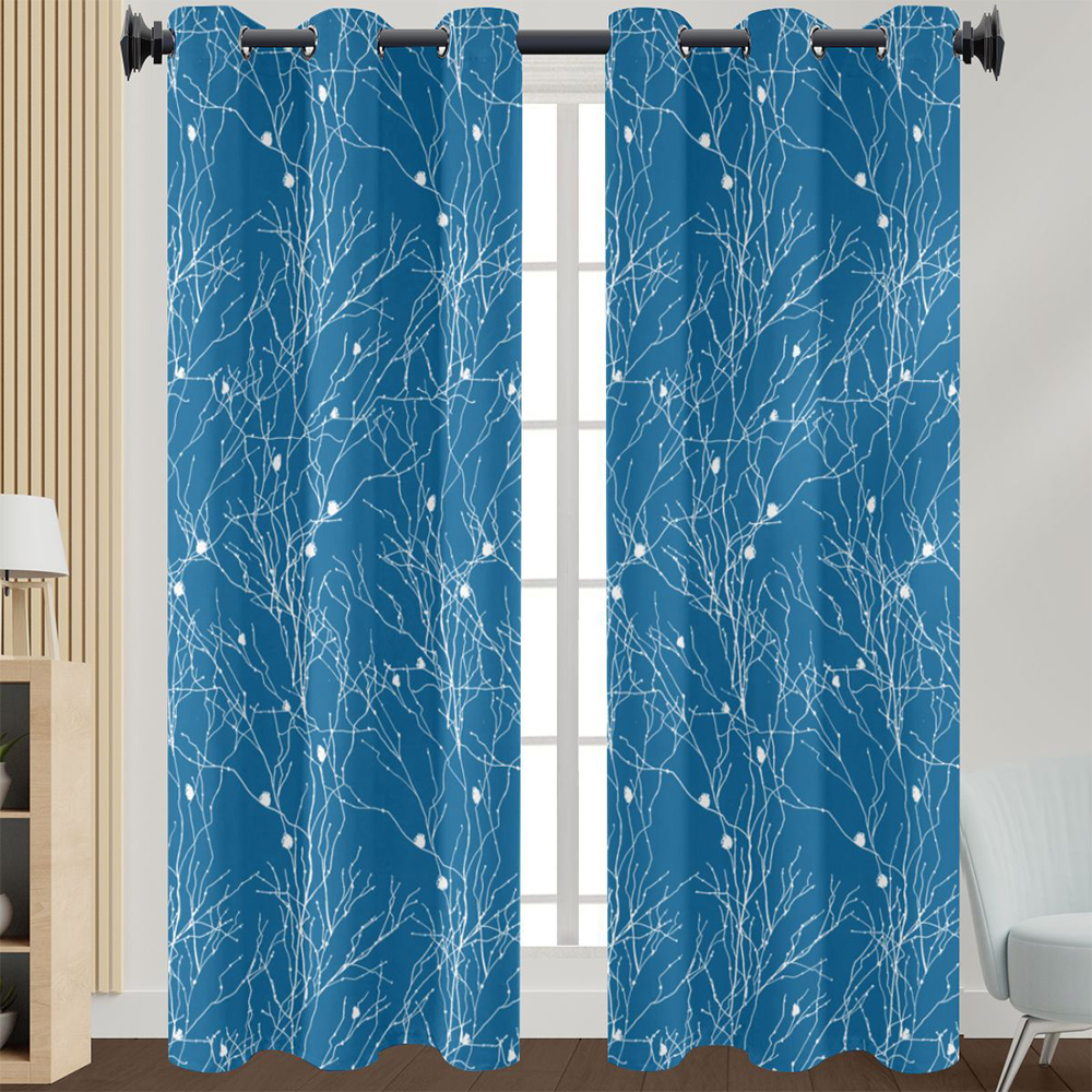 Innerwin Curtain Floral Window Drape Blackout Eyelet Top Panel Grommet Modern Home Decor Light Filtering Style 9 W:43"x H:54"