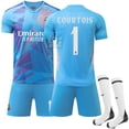 thumbnail image 1 of 2425 New Real Madrid Blue Goalkeeper Football Sportswear #1 COURTOIS Copy Player Name Jersey, 1 of 2