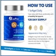 thumbnail image 4 of CanPrev Vitamines D3 et K2 120 Capsules Molles, Approvisionnement de 120 Jours, Vitamine D3 1000IU et K2 120mcg, Soutient des Os Solides, le Bien-être des Dents et du Cœur, Facile à Absorber avec Huile de Coco Biologique, Sans OGM, Sans Gluten, Soya, Produits Laitiers, 4 of 6