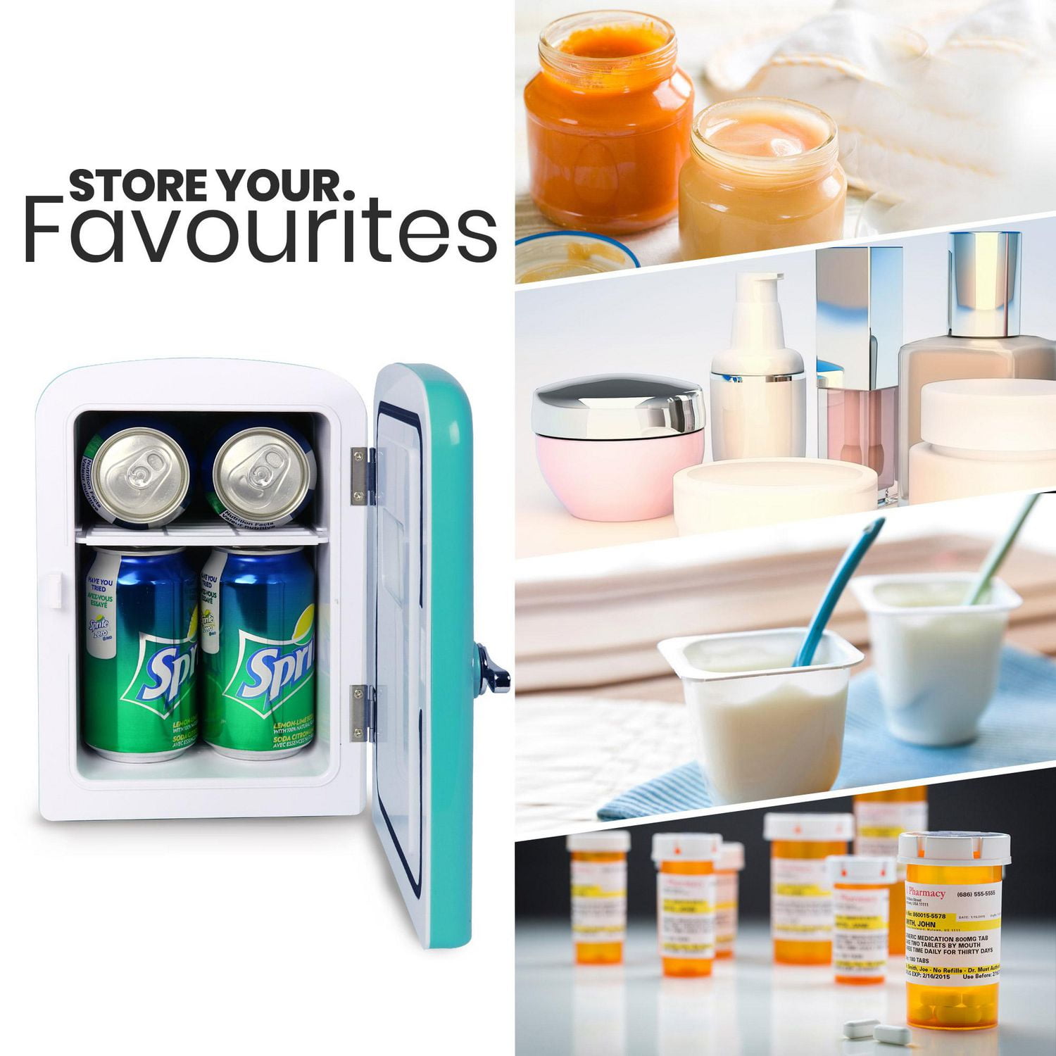 Koolatron Frigo Mini Thermoélectrique Portable Rétro 6 Canettes, 4,2 Quarts, 12V DC/110V AC, pour Maison, Chambre d'Étudiant, Voiture, Bateau, Boissons et Plus
