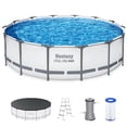 thumbnail image 1 of Bestway Steel Pro MAX 14' x 42" Metal Frame Above Ground Pool Set w/ Pump, Ladder, & Cover, 1 of 11