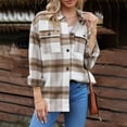 thumbnail image 2 of Yuyuzo Plaid Flannel Shirts for Women Oversized Long Sleeve Shacket Jacket Button down Blouse Tops, 2 of 5