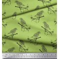 thumbnail image 2 of Soimoi Green Velvet Fabric Branch & Bird Text Print Fabric by Yard 58 Inch Wide, 2 of 5