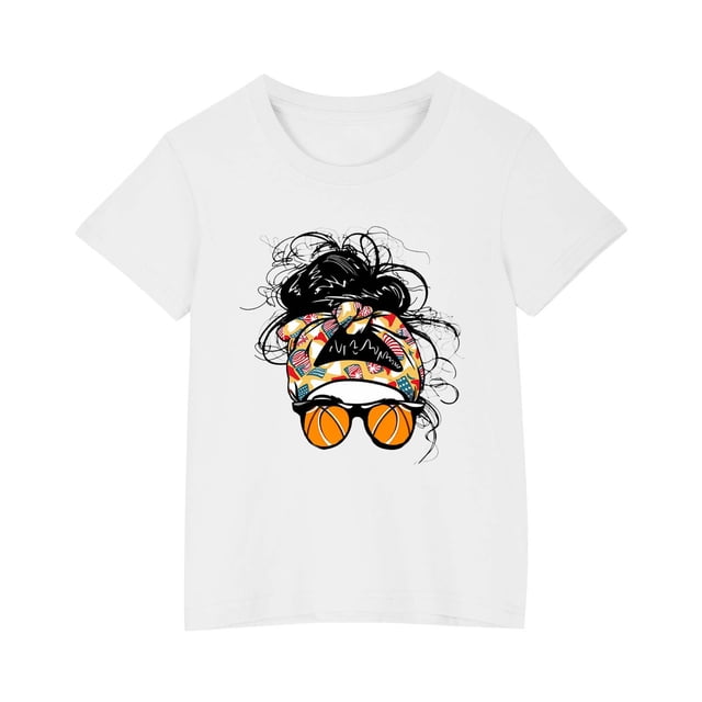 Économies d'Été! SROBPTY T-Shirts à Manches Courtes pour Tout-Petits, T-Shirt Mode à Col Rond Imprimé pour Garçons et Filles Tout-Petits, Haut à Manches Courtes Blanc, 4 Ans