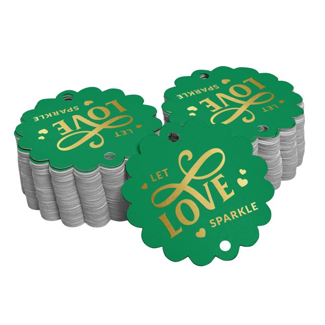 Inkdotpot Pack Of 50 Real Gold Foil Paper Tags Let Love Sparkle Wedding Favor Hang Tags