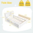 thumbnail image 3 of Costway Twin Size Bed Frame with Trundle & Power Outlet Bookcase Headboard Sliding Doors, 3 of 10