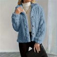thumbnail image 2 of Breezora Manteau en Molleton Réversible pour Femme, Hiver, Chaud, Col Montant, Boutonné, Veste à Motif Torsadé, Taille P, Bleu, 2 of 9
