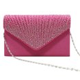 thumbnail image 1 of Xingzhi Women Envelope Bag Portable Hasp Rhinestone Replacement Stylish Solid Color Party Banquet Bridal Handbag Pouch Rose Red, 1 of 6