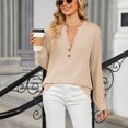 thumbnail image 4 of RXIRUCGD Mode Décontractée pour Femmes Chandail en Molleton à Manches Longues Col en V Confortable, Beige, Taille : L, 4 of 9