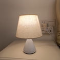thumbnail image 1 of HOARBOEG Fabric Bedside Small Table Lamp White Linen Shaped Table Lamp Bedroom Lighting Eye Care Night Light, 1 of 9