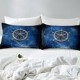 thumbnail image 4 of Nautical Rudder Duvet Cover Set Full Size,Mystic Spider Web Trippy Blue Black Bedding Set,Navigation Ocean Adventure Theme Psychedelic Comforter Cover(No Filler) for Teens,3 Pcs, 4 of 6