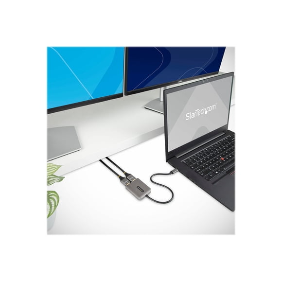 StarTech.com USB-C to Dual HDMI MST HUB, Dual HDMI 4K 60Hz, USB Type C Multi Monitor Adapter for Laptop w/ 1ft (30cm) cable, DP 1.4 Multi-Stream Transport Hub, USB Type C to 2x HDMI Ports - USB-C to HDMI Splitter (MST14CD122HD) - Adapter - 24 pin USB-C male to HDMI female - gray