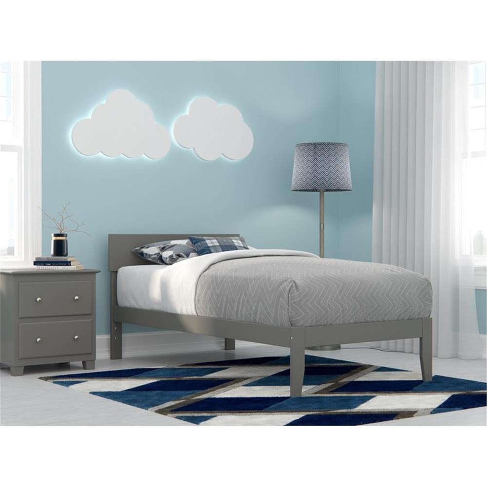 AFI Boston Solid Wood Twin Size Modern Platform Bed in Gray
