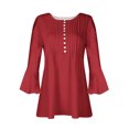 thumbnail image 4 of Timegard Hauts d'Été pour Femmes Plissés Col en V Évasé Manches 3/4 T-Shirts Confortables Tunique Décontractée Habillée, 4 of 5