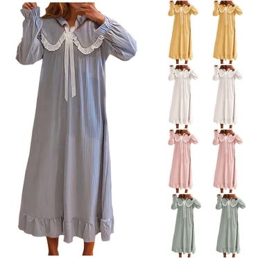 Hot6sl Liquidation d'Économies d'Été Chemises de Nuit Mi-Mollet, Robe de Nuit d'Hiver Décontractée Épaisse et Chaude en Flanelle Longue et Ample pour Femmes, Robe de Nuit pour Femmes/jaune, 2TG