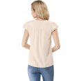 thumbnail image 3 of INSPIRE CHIC Women's Solid Blouse V Neck Ruffle Cap Sleeve Lightweight Work Blouse XS Beige, 3 of 7