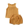 thumbnail image 1 of Gupgi Baby Girls Boys Coton Lin Débardeurs Sans Manches + Mini Shorts, 1 of 9