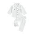 thumbnail image 1 of SUNSIOM 2Pcs Baby Boy Fall Outfits Long Sleeve Button Down Lapel Shirt + Pants Set Toddler Clothes, 1 of 9