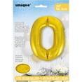 thumbnail image 2 of Unique's 34" Gold Number 0 Shaped Foil Balloon, 2 of 2