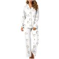 thumbnail image 2 of MeetoTime Pyjama d'Automne pour Femme, Ensemble 2 Pcs, Haut à Manches Longues Boutonné et Pantalon, Tenue de Nuit, 2 of 7