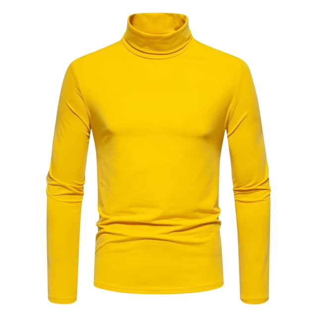 Chandails à Manches Longues pour Femmes 2024 Chandail à Enfiler pour Hommes Chandail à Col Roulé pour Hommes Chandails à Manches Longues Col Roulé sous-Chandails Légers S-62 Jaune m