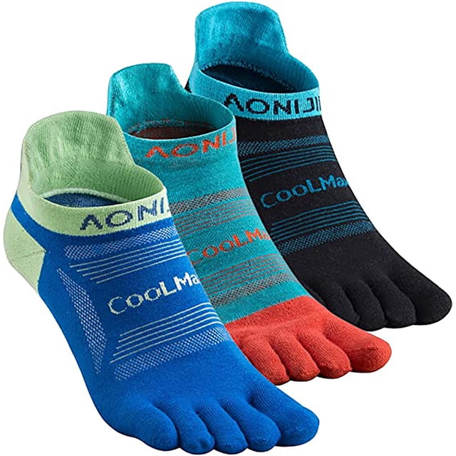 AONIJIE Coolmax Toe Socks for Men Finger Athletic Running Ankle Socks Quick Dry,3 Pairs