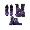 thumbnail image 4 of UKAP Women Leather Boot Floral Short Bootie Lace Up Ankle Boots Work Booties Waterproof Purple Alice 7.5, 4 of 6