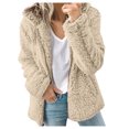 thumbnail image 1 of 2025 Femmes Dames Chaud Léger Veste Manteau Veste Hiver Col Rond Veste en Molleton pour Femmes Fermeture Éclair Complète Uni Long, 1 of 6