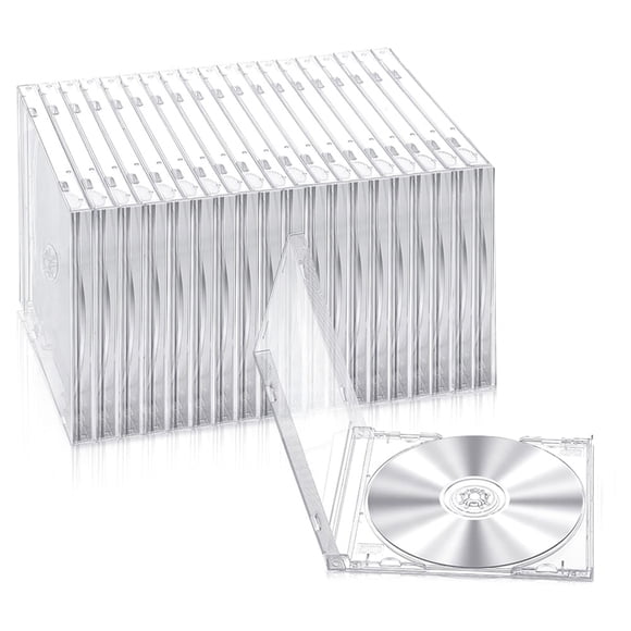 Katigan 20 Pcs 10.4 mm CD Jewel Cases Standard Single Clear CD Case DVD Cover Protection Replacement
