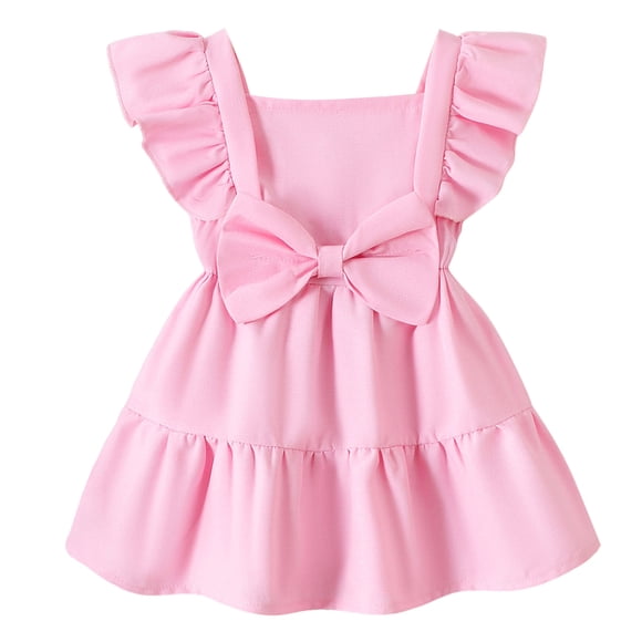 Wxirdiow Baby Girl Dresses Baby Girl Dress Summer Ruffle Sleeveless Kids Casual Dresses Pink Size,18-24 Months