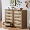 thumbnail image 2 of OAKHAM Commode 5 Tiroirs, Grand Commode en Rotin pour Chambre à Coucher Salon, Noyer Spécial, 2 of 7