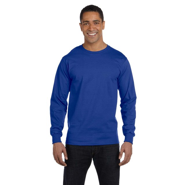Hanes Tee-Shirt en Coton Filé à Manches Longues, 2TG, Bleu Royal Profond