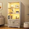 3-Tier Librairie avec Cabinet et LED Lumières, Bibliothèque autoportante étagère de rangement pour chambre, salon, bureau à la maison