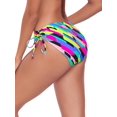 thumbnail image 4 of Ocean Blues Women's Full Coverage Swim Bottoms Sides Drawstring Mid Rise Bikini Bottom Color Block Print Bathing Suit Size S, 4 of 9